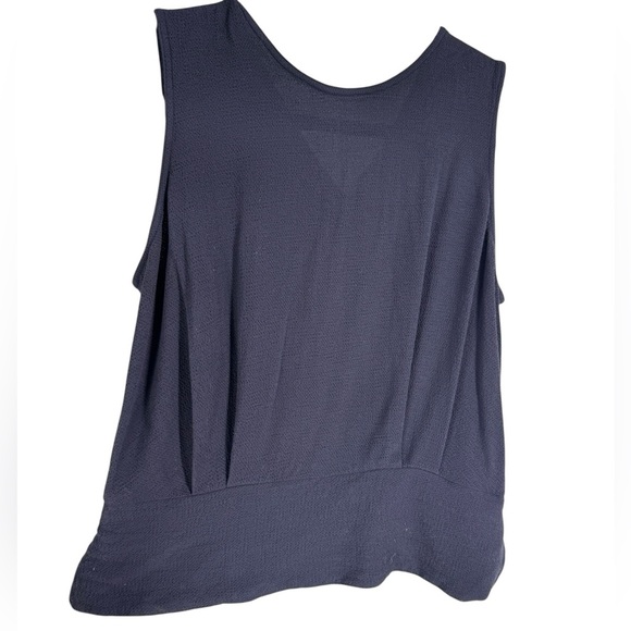 Anthropologie Maeve cropped back button sleeveless top navy M medium - Picture 1 of 3